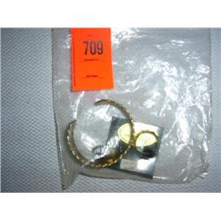 Cuff bracelet and hoop earrings. Taxco, Mexico sterling silver with bronze.