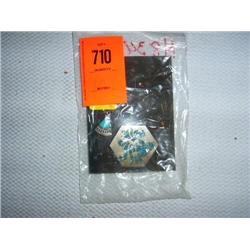 Pin and earrings. Collectable Taxco, Mexico sterling silver inlaid with turquoise