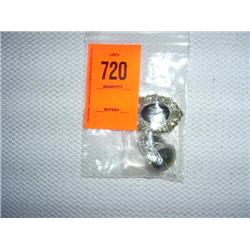 marcasite pin & earrings. Inlaid with black onyx. Set in sterling silver