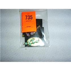 3 pair earrings. 14 karat gold-filled set with turquoise, amehtyst, and coral