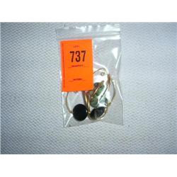 "hookers" earrings. For non-pierced ears. 14 karat gold-fill set with turquoise and black onyx.