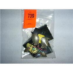 6 pairs earrings. Sterling silver. Some set with turquoise, pink shell, and stone heishe.