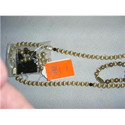 Sterling silver necklace, bracelet, and 3 pr. Earrings. 10mm satin & smooth beads.