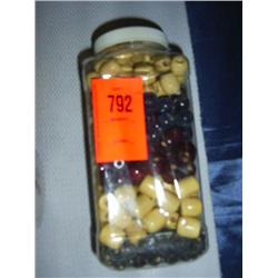 Mixed beads. Natural and dyed wood. Pressed glass, millifiore & face beads, very nice.