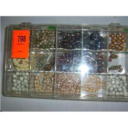 Box of beads. Very nice mix of lampworked glass, semi-precious stone and fresh-water pearls.
