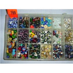 Box of beads. Lampworked glass, metal, African sand-cast, antique trade beads and bone.