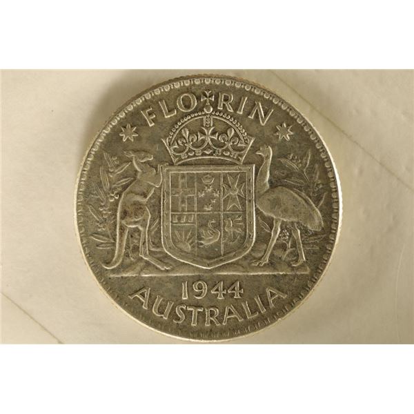 1944 AUSTRALIA SILVER 1 FLORIN .3364 OZ. ASW