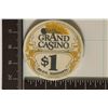 Image 2 : $1 GRAND CASINO CHIP. BILOXI, MISSISSIPPI