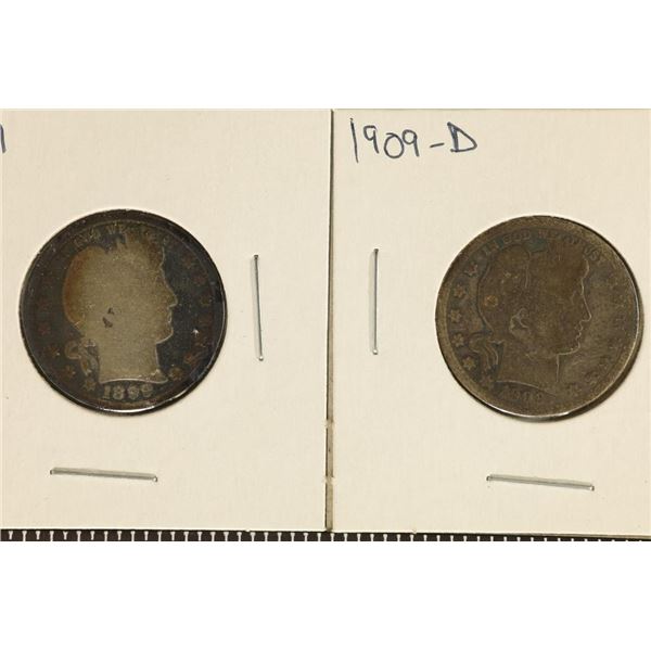 1899 & 1909-D SILVER BARBER QUARTERS