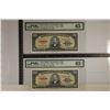 Image 1 : 2-1949 CUBA 20 PESO BILLS.  BOTH PMG 65 GEM UNC