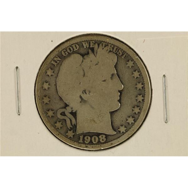 1908-O SILVER BARBER HALF DOLLAR