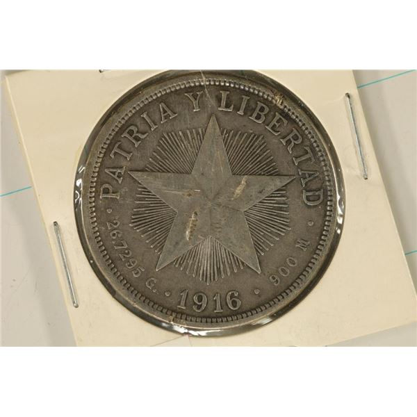 1916 CUBA SILVER 1 PESO .7734 OZ. ASW