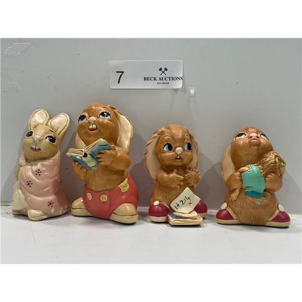 4 Collectible Pendelfin Bunny Figurines, "Digit, Honey""