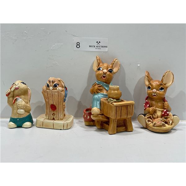 4 Collectible Pendelfin Bunny Figurines, "Nipper, Twinkle"