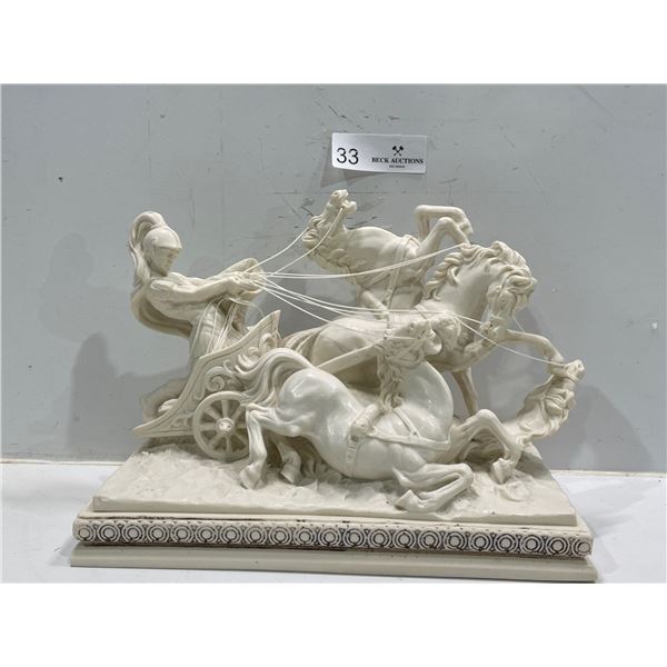 Artist A.Santini - Warrior Riding Chariot Horse Sculpture 11W x 8H