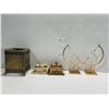 Image 1 : Collection of Decor Items: Tissue Box Holder, with 2 small boxes w/ Slope Ornament display stands