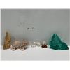 Image 1 : Collection of Animal Figurines, Sea shells, Wooden Carving, with Blown Glass Ornament