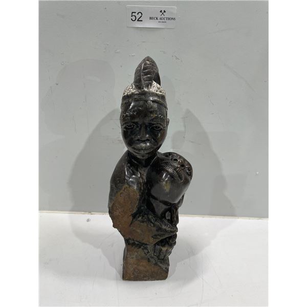 African Two Head Soap Stone Carved Sculpture 4L x 3.5W x 12H