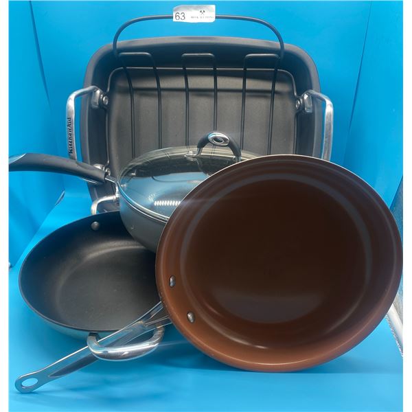 Collection Of Non-Stick Pans, Bialetti,Paderno, Sotham, Kitchen-aid