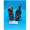 Image 1 : Carved Soap Stone Fiigurine, And Clay Kneeling Warrior