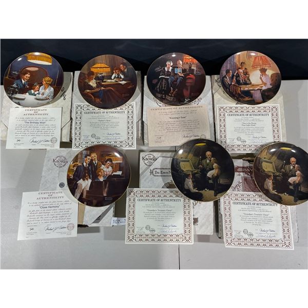 Norman Rockwell Ltd. Ed. Plate Collection "Rockwell's Light Campaign" W/Cert of Auth. QTY7