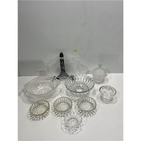 Collection Glass Bowls, Trays and Dishes - Plate stand not included for display only