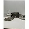 Image 1 : Collection of Silver and Pewter Items, Silver Tray comes with Original Box, 2 Teir Tray, and Stiens