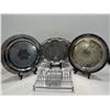 Image 1 : Collection of Assorted Pewter/Metal Serving Trays, comes with Metal/Glass Bar Accessory