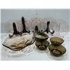 Image 1 : Assorted Collection of Coloured Glass Plates and Dishes with Cermanic Bowl - Stands not included