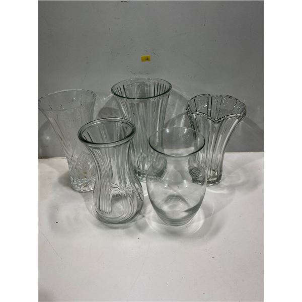 Assorted Crystal/Glass Decorative Vases QTY5