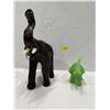 Image 1 : Wood and Jade Elephant Figures