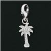 Image 2 : 14k White Gold 0.36 ctw Pave Diamond Palm Tree Dangle Lobster Clasp Charm Pendan