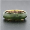 Image 2 : Antique Victorian 14k Yellow Gold & Domed Natural Green Jade 6.8mm Band Ring