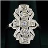 Image 2 : Antique Art Deco 14K White Gold 0.60 ctw Diamond Unique Open Milgrain Dinner Rin