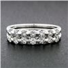 Image 2 : Pair of 14k White Gold 1.00 ctw Bar Set Round Brilliant Diamond Band Guard Rings