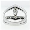 Image 7 : 14K White Gold 1.01 ctw Marquise & Round Cut Diamond Milgrain Wide Open Split Ri