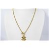 Image 1 : Chanel Gold-tone Metal CC Quilted Logo Pendant Necklace