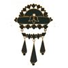Image 1 : Antique Victorian 14K Rose Gold Black Onyx Mourning Dangle Chandelier Brooch Pin