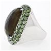 Image 5 : 18K White Gold 37.60 ctw Large Faceted Smokey Topaz Solitaire & Peridot Halo Rin