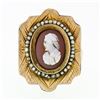 Image 4 : Antique Victorian Etched GF Carved Agate Cameo Solitaire Ring w/ 10k Gold Shank