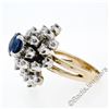 Image 4 : Vintage 14K TT Gold 3.26 ctw Round Sapphire Diamond Tiered Snowflake Cluster Rin