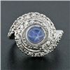Image 2 : Vintage 14k White Gold 2.29 ctw Bezel Blue Star Sapphire Round Diamond Swirl Rin