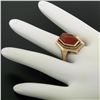 Image 7 : Vintage Russian 14k Rose Gold Bezel Set Carnelian Hexagon Ring