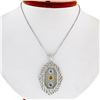 Image 1 : 18k White Gold 2.15 ctw Aquamarine, Citrine, & Diamond Open Milgrain Pendant Nec