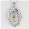Image 5 : 18k White Gold 2.15 ctw Aquamarine, Citrine, & Diamond Open Milgrain Pendant Nec
