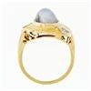 Image 7 : Vintage 14K Gold 6.85 ctw Oval Cabochon Gray Star Sapphire & Diamond Cocktail Ri