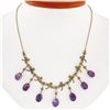 Image 1 : Rare Antique Victorian 14K Gold 14 ctw Oval Amethyst Pearl Fringe Collier Neckla