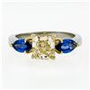 Image 4 : Platinum 18k Gold 2.61 ctw GIA Fancy Yellow Radiant Diamond Marquise Sapphire Ri