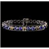 Image 1 : 14KT White Gold 9.46 ctw Tanzanite and Diamond Bracelet