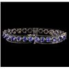 Image 2 : 14KT White Gold 9.46 ctw Tanzanite and Diamond Bracelet